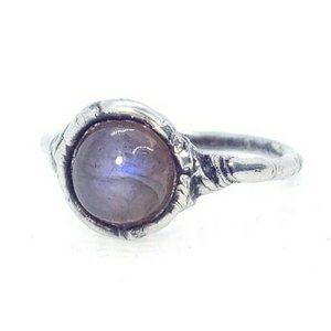 Purple Labradorite crystal ring size 7